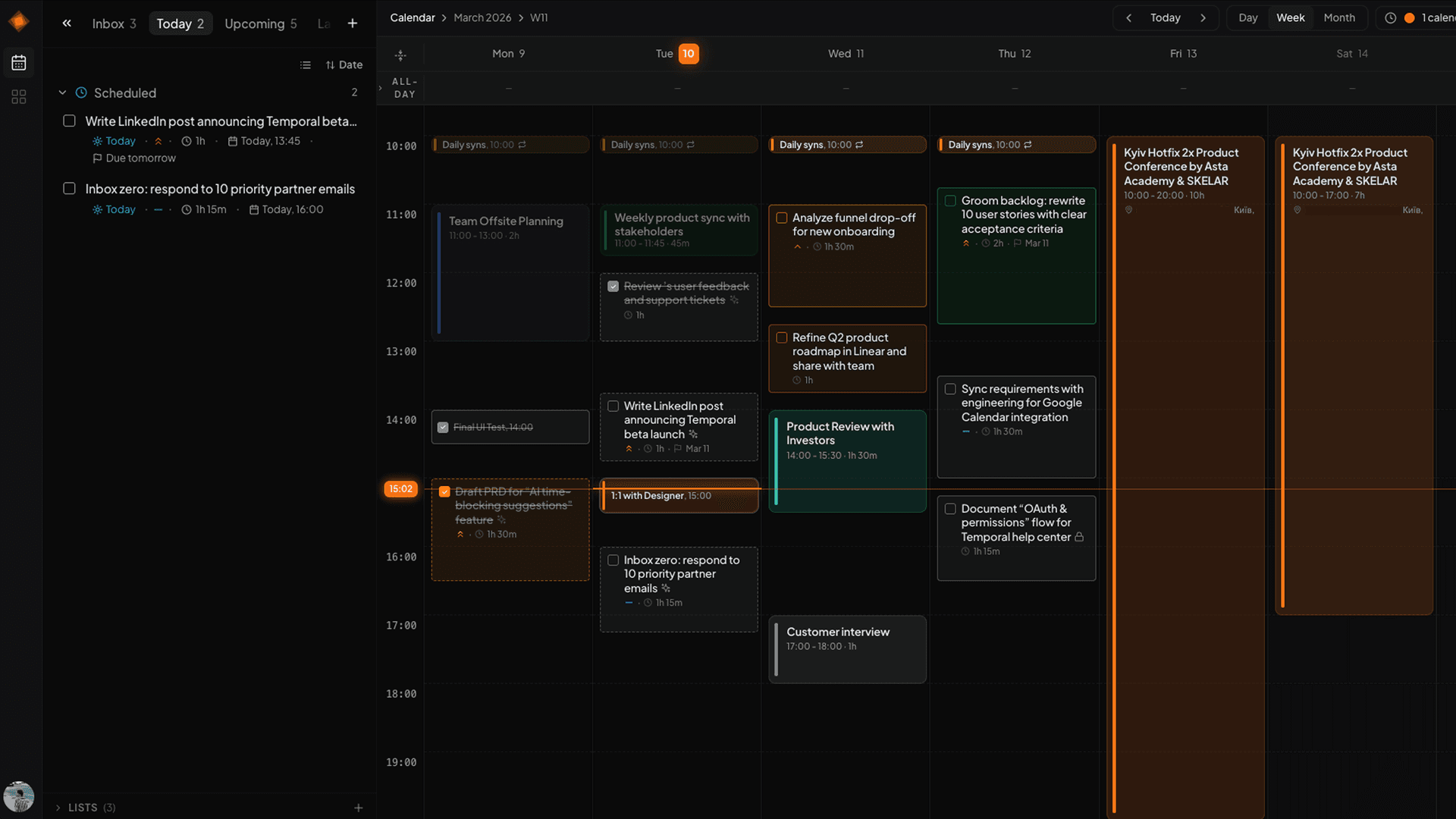 Temporal — AI-powered calendar and task manager